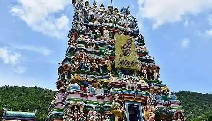 colourful carvings of temple